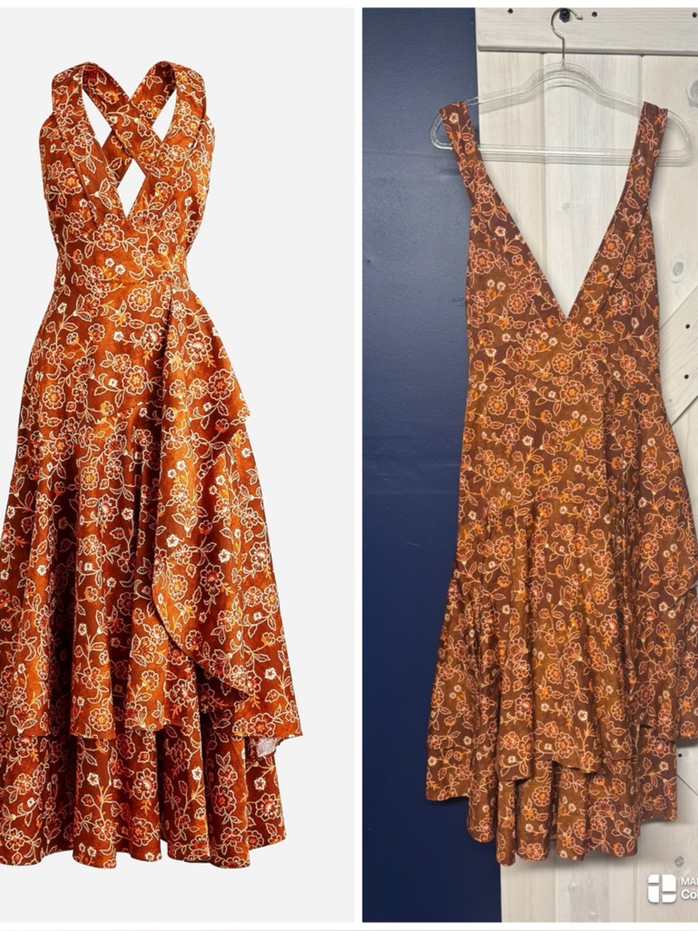J.Crew Collection Cross-Back Ruffle Hem Dress in Vintage Vines New Size 24